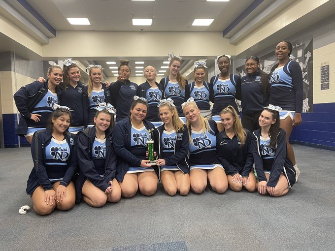 Notre_Dame_HS's tweet photo. Congratulations to our varsity cheer competition team for winning 1st place in the traditional tumbling division!☘️💙
•
#IrishProud #IrishStrong #ChooseIrish #StronginSpirit https://t.co/XrhZDoHGDG