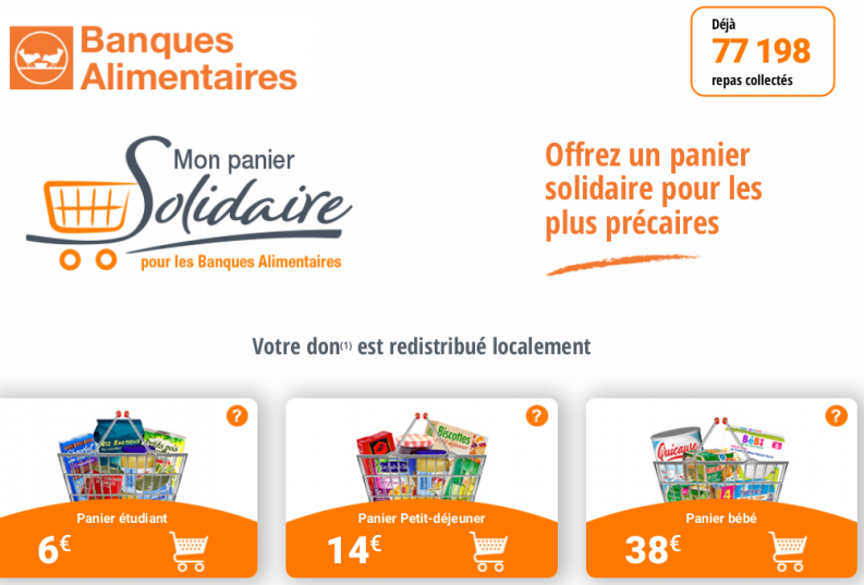 Aujourd'hui, lancement de la plateforme monpaniersolidaire.org. Vous ne pouvez pas vous déplacer les 26-27-28 ? Vous souhaitez donner rapidement ?