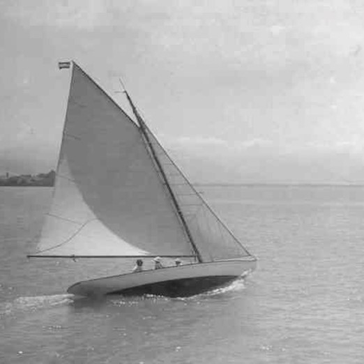 Here she is! This is Melita, sailing in Germany c. 1910 with her gaff rig. The last we heard she was still in Germany sailing on Lake Constance. Can anyone send us some more up to date information?