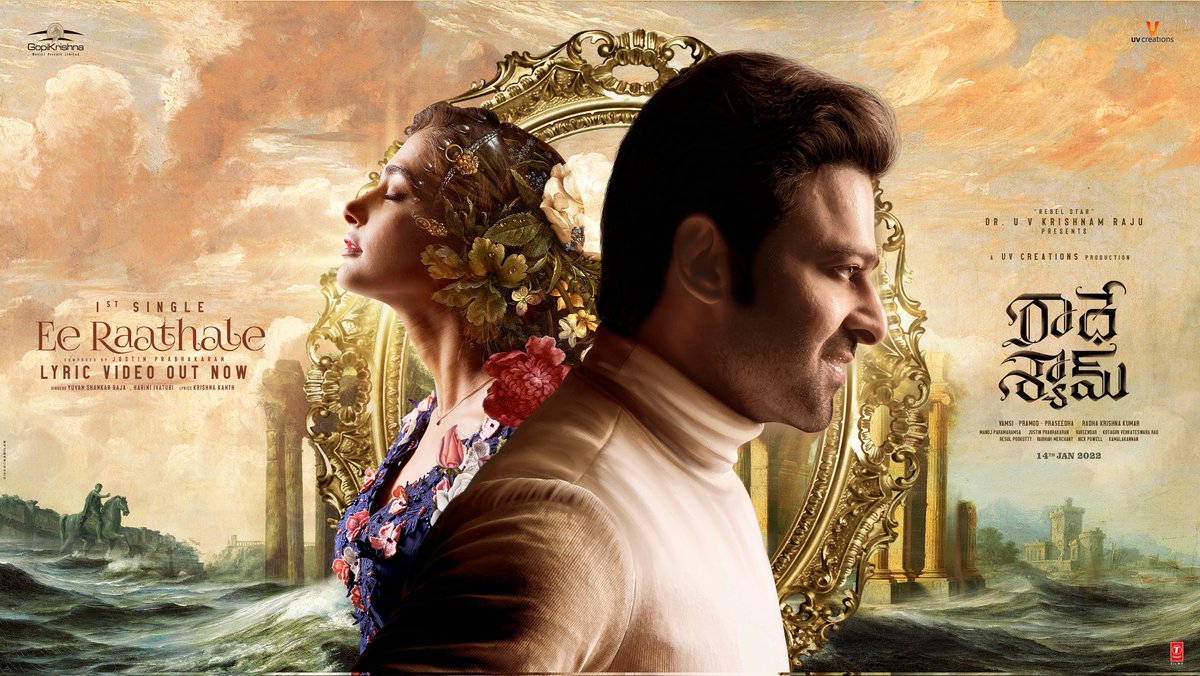 UV_Creations's tweet photo. The song that you all have been waiting for, #RadheShyamFirstSingle Lyrical Video is out now!

▶️ https://t.co/4LaOMbRhGo

#EeRaathale from #RadheShyam 

#Prabhas @hegdepooja @director_radhaa https://t.co/gnorwl20mq