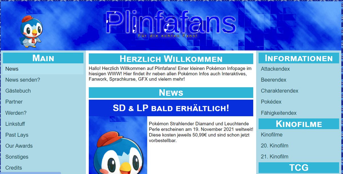 Wir bitten um Verzeihung für alles. Plinfafans ist gerade im Umzug, auf einem Webhoster. Das Layout ist fertig, der Main-Bereich auch, jetzt wird Pokémon SDLP fertig gemacht &amp; sobald alles fertig ist &amp; wir fertig umgezogen sind, verlinken wir hier die neue Seite.