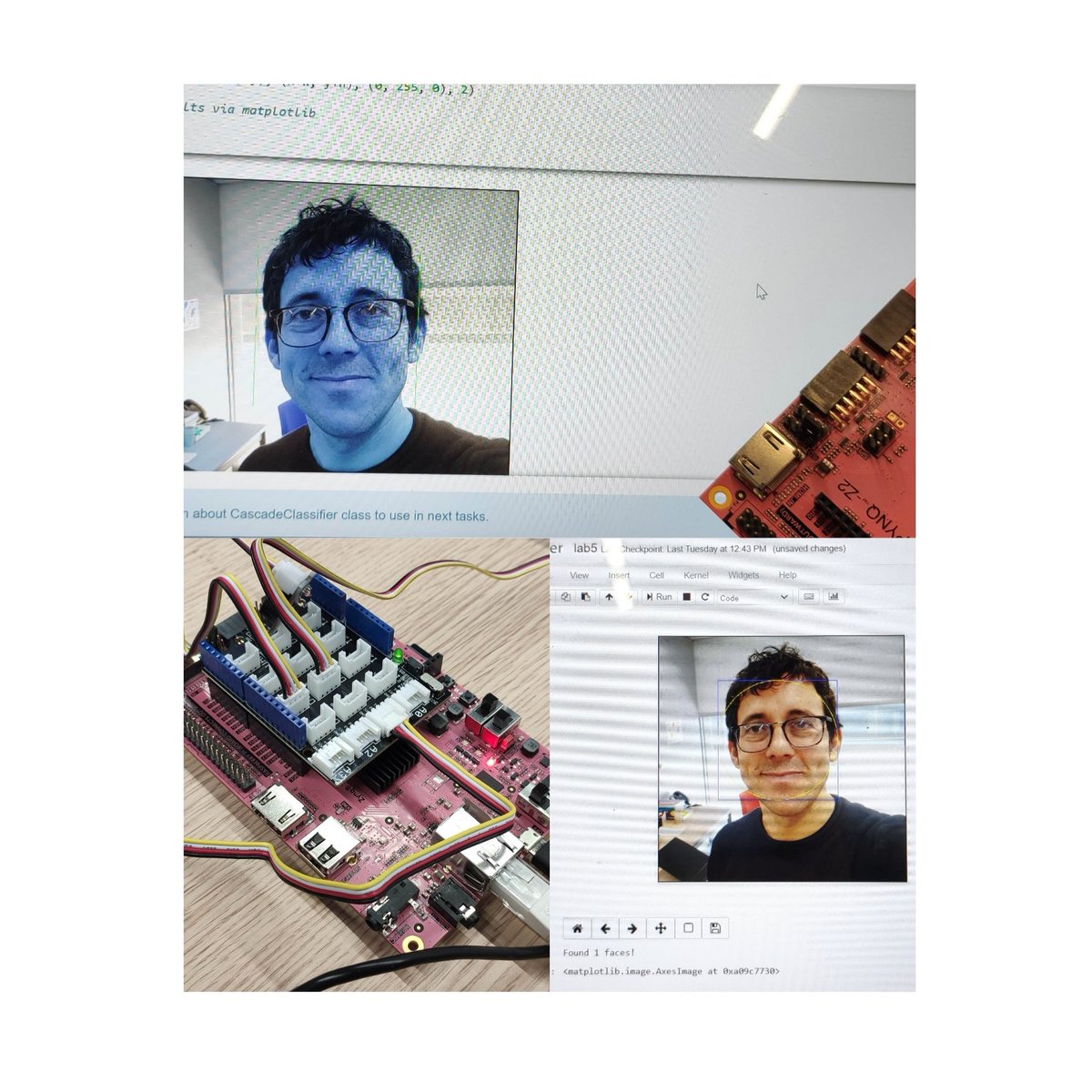 JOAKIN_PEREZ's tweet photo. Face detection, borders, filters, ... What else? ... IoT course practice session about HW based IoT apps with PYNQ-Z2 for Science data degree at @ETSEUV by @DSDC_UV professors ... see you soon!! #DataScience #FPGA #IoT #somETSE #imageprocess #nolimits https://t.co/HC26qylBTF