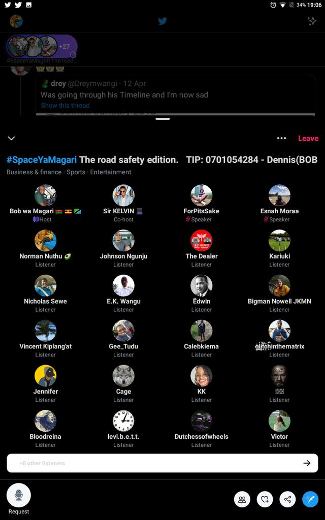 Y'all are welcome to our Space tonight #SpaceYaMagari where we're discussing everything ROAD SAFETY | @Bob_Wa_Magari <a href="/Kevoh_254/">Sir KELVIN🎩</a> <a href="/alexmwanzo/">TurboDiesel</a> <a href="/esnahmoraa/">Esnah Moraa</a> 

x.com/i/spaces/1ypKd…