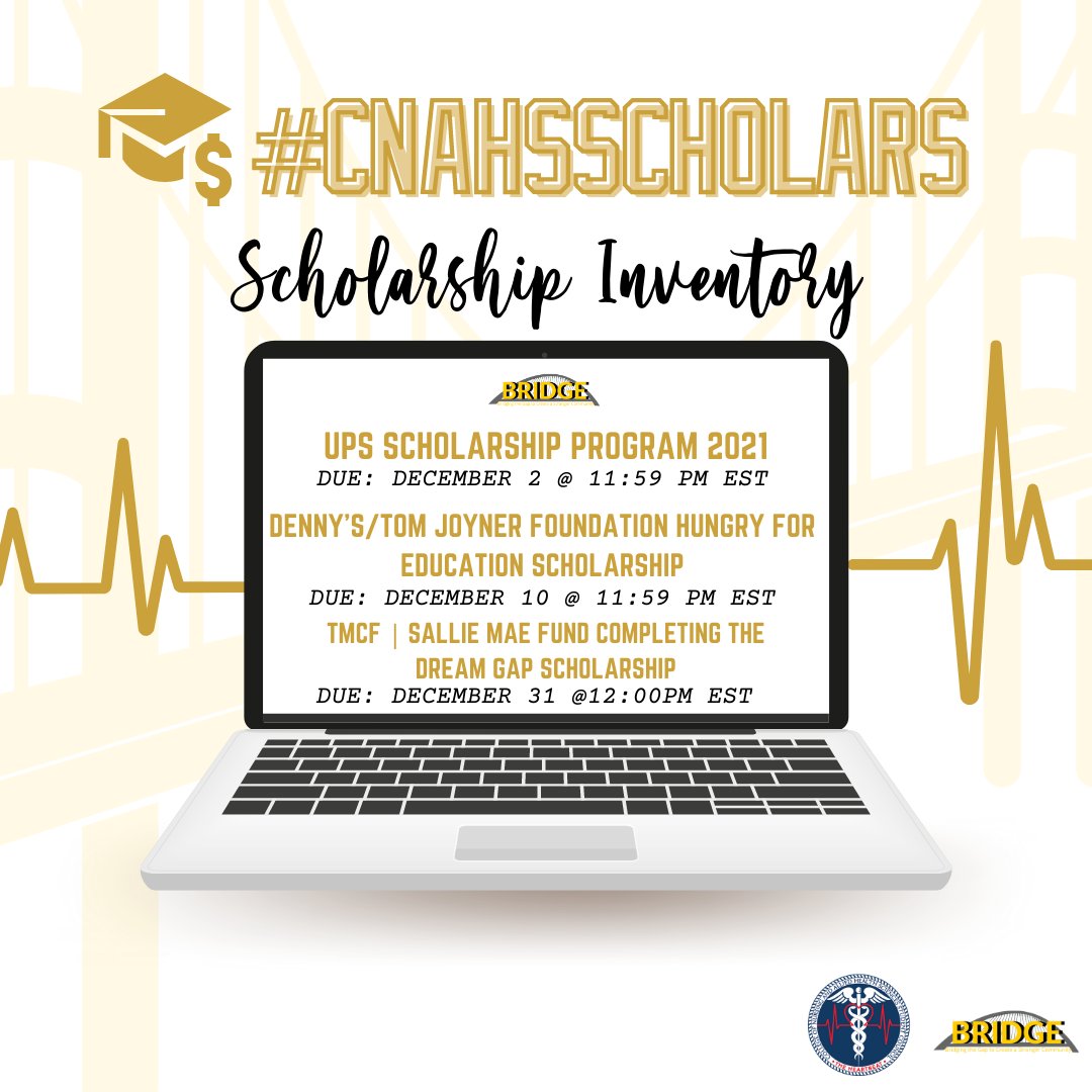 🚨SCHOLARSHIP ALERT🚨 Check out this month’s Scholarship Inventory brought to us by our Scholastic Pursuits Department!! Be sure to check the link in our bio to apply to these opportunities! 💛🤍