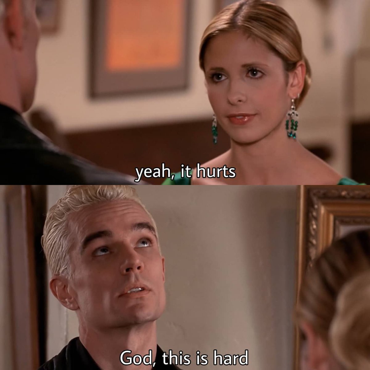 SpuffyLatino's tweet photo. I. Am. In. Pain. 😭💔
#Spuffyparallels 

🔸️"Smashed" Season 6
🔸️"Hell's Bells" Season 6
#Buffy #Spike #Spuffy #Buffythevampireslayer https://t.co/tvohAxKpds