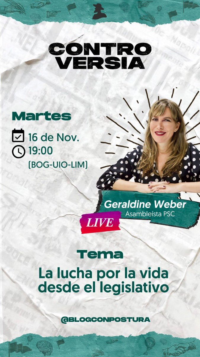 Estaremos conversando sobre la lucha por la vida desde el legislativo, en este interesante Live, desde la cuenta de Instagram <a href="/blogconpostura/">ConPostura</a>