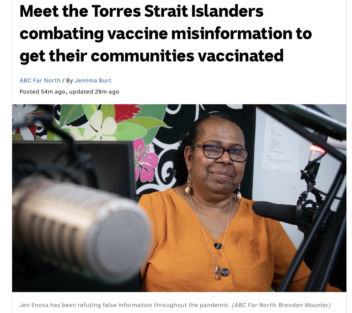 closethegapOZ's tweet photo. Meet the Torres Strait Islanders combating vaccine misinformation to get their communities vaccinated 

@IndigenousX  @Apunipima @CapeYorkPart @WWeno7 @BBM987 @DoctorJasonK @GurrinyHealth 

 https://t.co/bnZpRgwmCL via @ABCaustralia https://t.co/JhwVY17PH4