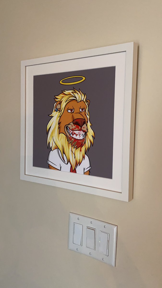 Check it out Kings and Queens !! <a href="/LazyLionsNFT/">Lazy Lions 👑</a>  Framed this for a special someone close to me who owns this one 😍😍😍😍 the company did a great job looks awesome Roarrrrrr 🦁