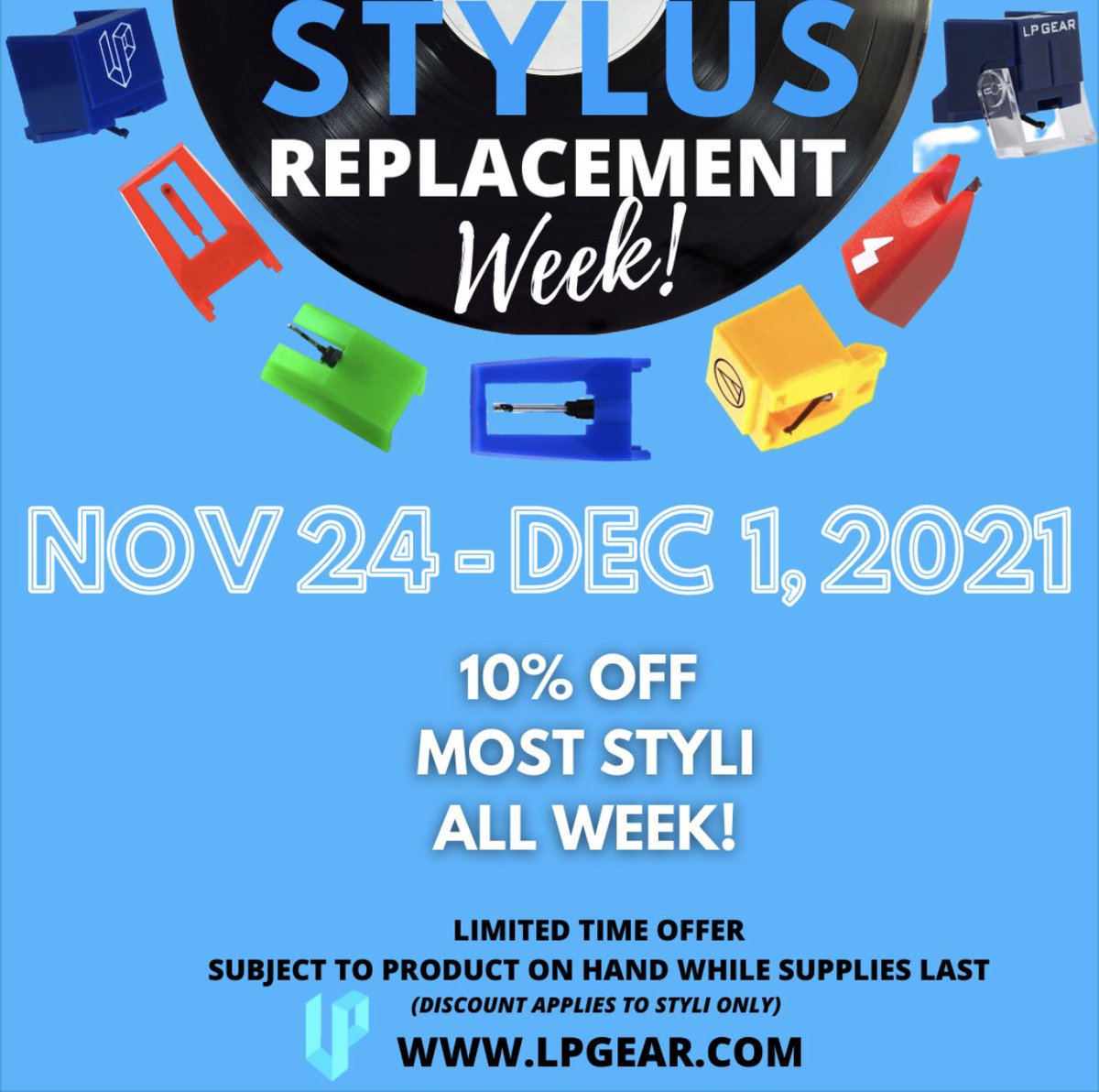 LP_Gear's tweet photo. 10% OFF All Week - Nov 24th - Dec 1st!
.
.
.
#lpgear #lpgearstylus #stylusreplacement #stylusreplacementweek #stylus #styli #turntableneedles #turntableneedle #turntable #turntables #turntablesetup #vinylcommunity #vinylcollector #vinylrecords https://t.co/ljWSqzzcLL