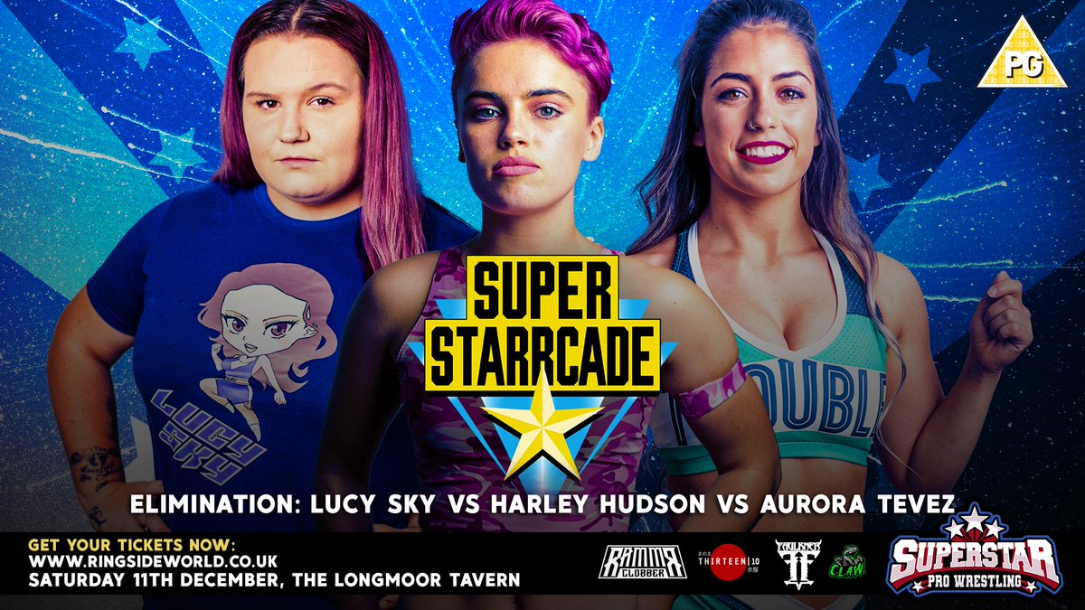 In a special eliminator match, <a href="/LucySky_x/">Lucy Sky</a> will take on <a href="/harleyhudsonx/">HARLEY HUDSON🧚🏼‍♀️</a> and <a href="/aurorateves/">Aurora Teves</a> as Superstar's most dominant women battle for supremacy at #SuperStarrcade!

⭐️GET YOUR TICKETS HERE⭐️
ringsideworld.co.uk/fb232485423546…