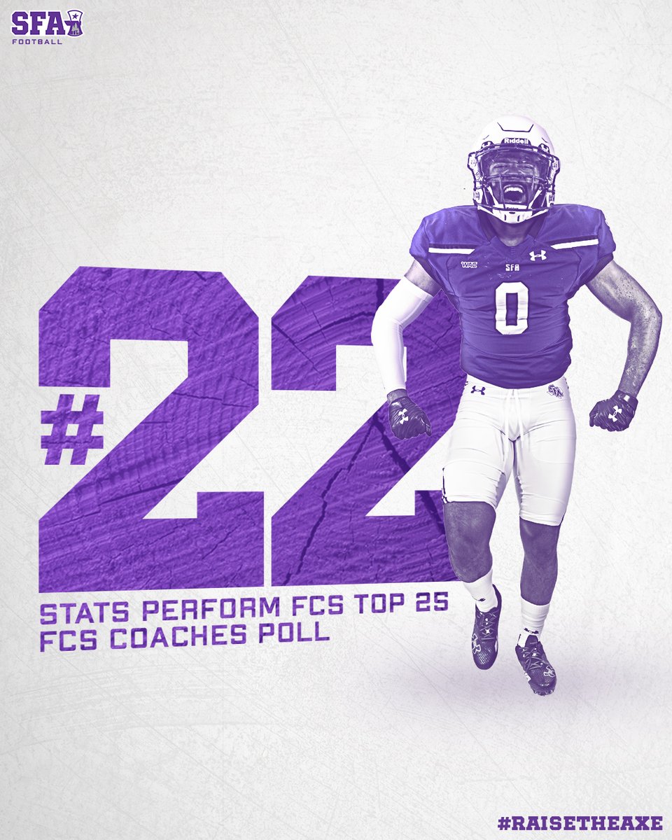 SFA_Football's tweet photo. Back in the rankings! #GoodToGreat

#AxeEm
#RaiseTheAxe https://t.co/Qmlcy6Pt7v