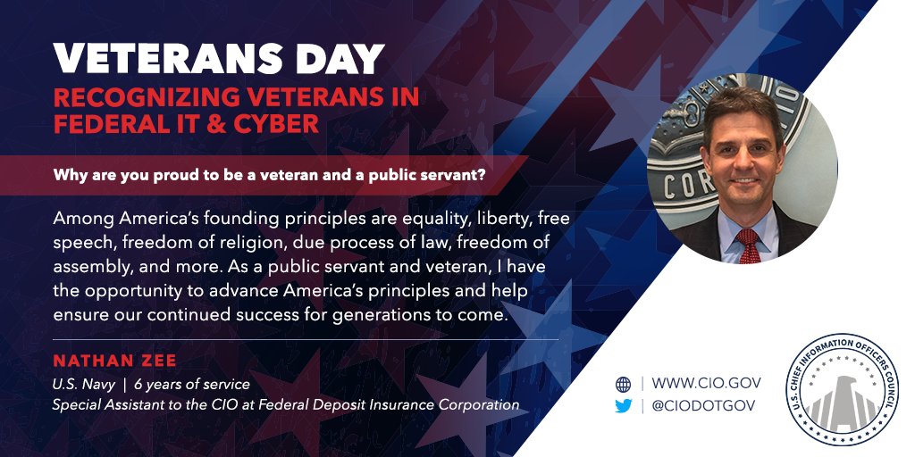 ciodotgov's tweet photo. #Veteran Nathan Zee, Special Assistant to the CIO at @FDICgov , previously served as a Nuclear Submarine Officer in the @USNavy for 6 years. As a veteran & a public servant, Nathan finds meaning in protecting & advancing our nation for future generations. #VeteransInFedTech https://t.co/Emu3RAqbc9