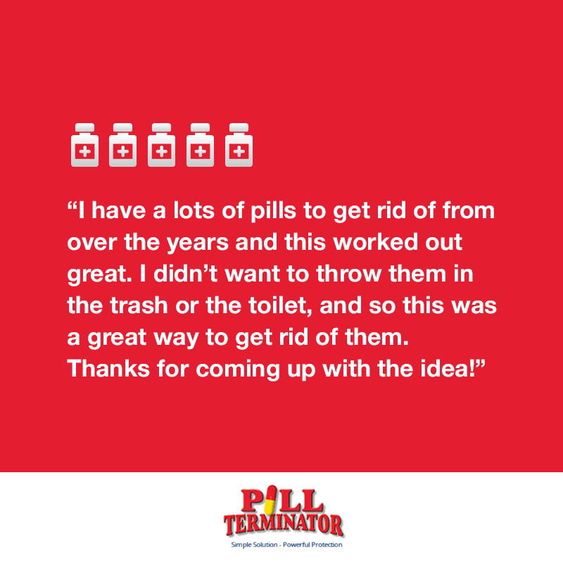 PillTerminator's tweet image. We&apos;re so glad Pill Terminator is helpful for you! Our goal is to help you feel #safe about your prescription #drug #disposal. 💊