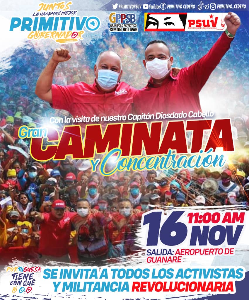 Porque #OspinoTieneConQue este martes acompañaremos a nuestro camarada vicepresidente del #PSUV en la visita a nuestra ciudad capital Guanare. Te esperamos.