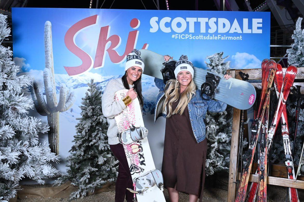 DMCNetworkLLC's tweet photo. Kicking off #FICP21 at Fairmont Scottsdale Princess @fairmontscotsdl . Taylor from Destination South and Delaney from @UVDMC enjoying the winter wonderland and S'mores. #DMCNinScotsdale out in force. Look for us! #DMCNetwork #meetingprofs https://t.co/HfP8bzXazc