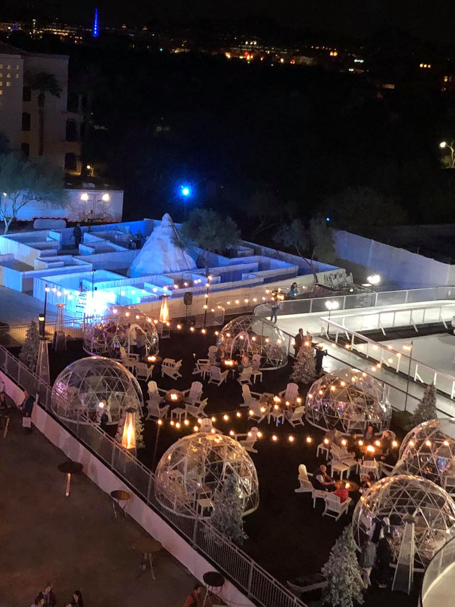 DMCNetworkLLC's tweet photo. Kicking off #FICP21 at Fairmont Scottsdale Princess @fairmontscotsdl . Taylor from Destination South and Delaney from @UVDMC enjoying the winter wonderland and S'mores. #DMCNinScotsdale out in force. Look for us! #DMCNetwork #meetingprofs https://t.co/HfP8bzXazc