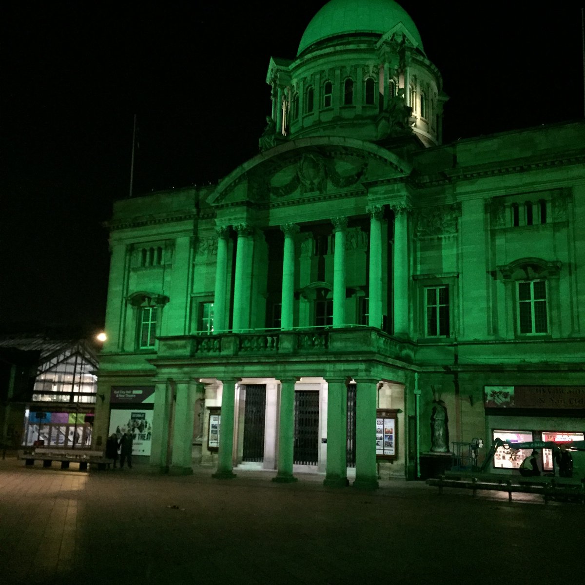 hullsamaritans's tweet photo. Hull City Centre goes green for @hullsamaritans 60th Anniversary! #achievement #listeners #weare60 #freephone116123 #24/7 https://t.co/m1LdPyUDii