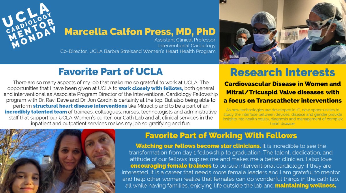 UCLA Cardiology Fellowship (@uclacvfellows) on Twitter photo This week's #bruinheartMentorMonday 🔍on <a href="/MCalfonPressMD/">Marcella Press MDPhD</a>! A rock ⭐️IC with a focus on structural interventions (#Mitraclip) and women's CV health. She is a fantastic teacher in the cath lab, research mentor, and fierce advocate for fellows (particularly #WIC!) 🙏 This week's #bruinheartMentorMonday 🔍on <a href="/MCalfonPressMD/">Marcella Press MDPhD</a>! A rock ⭐️IC with a focus on structural interventions (#Mitraclip) and women's CV health. She is a fantastic teacher in the cath lab, research mentor, and fierce advocate for fellows (particularly #WIC!) 🙏