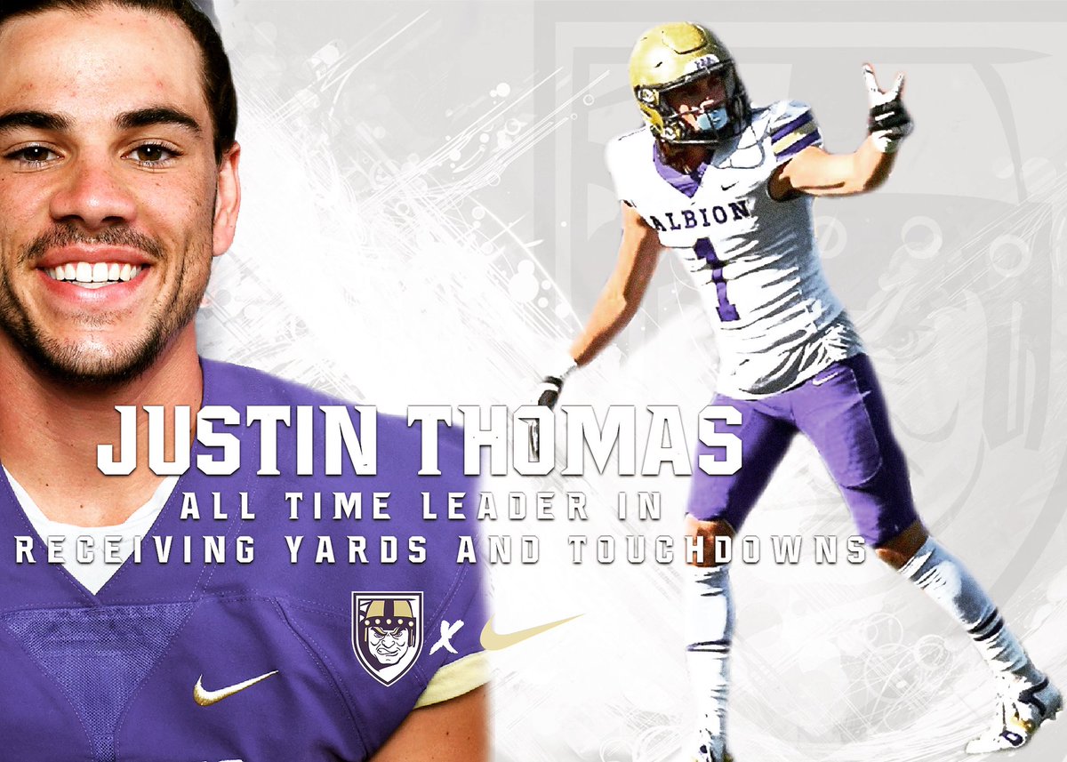 Congratulations to Justin Thomas on becoming Albion’s All-Time Leader in receiving yards and touchdowns! #PPP #BBE #THEALBIONWAY