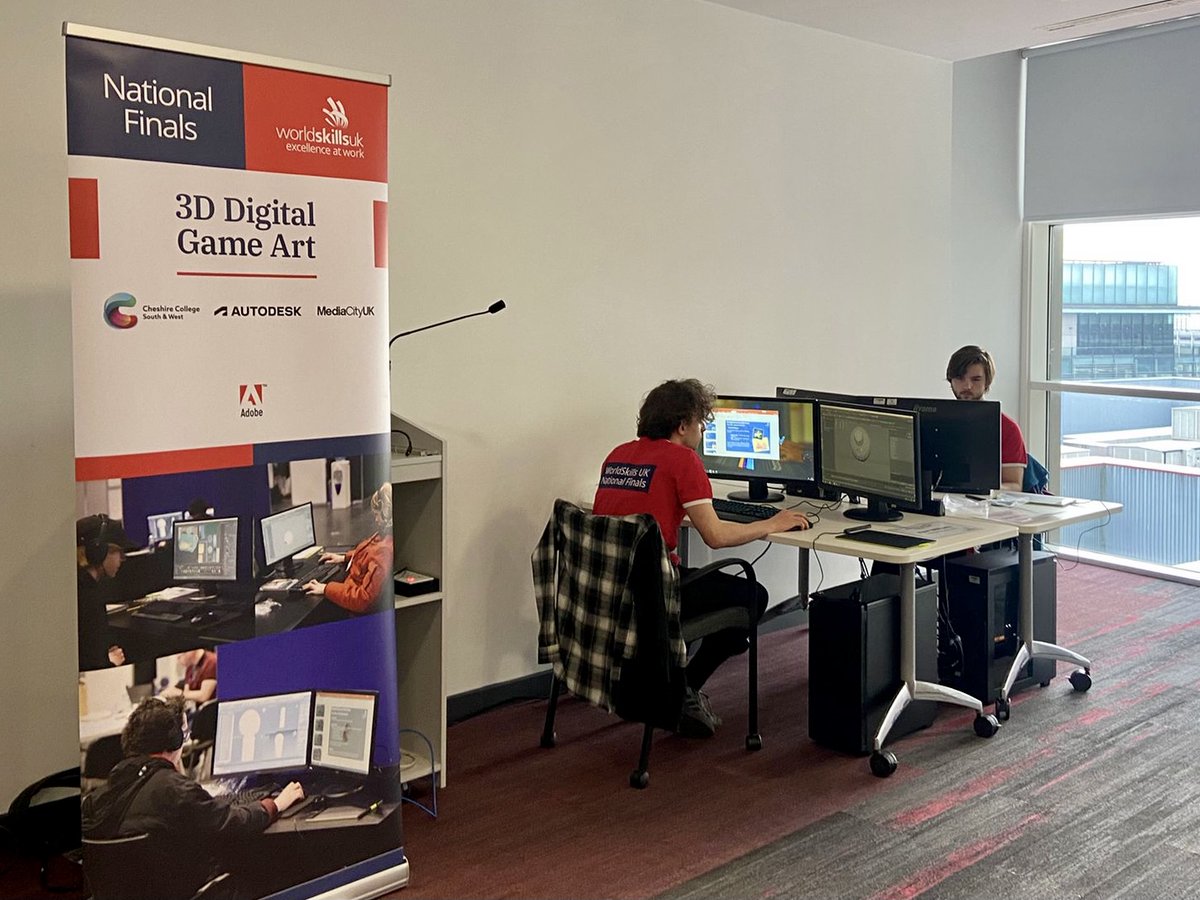 🎮 Hoping to make it to the top of the leaderboard are the talented finalists in the 3D Digital Game Art finals today at <a href="/MediaCityUK/">MediaCityUK</a> with <a href="/CheshireCollSW/">Cheshire College - South & West</a>
 
Good luck everyone and thank you to <a href="/Autodesk_UKI/">Autodesk UK&I</a> and <a href="/AdobeUK/">Adobe UK</a> for your support! 

#WSUKfinals