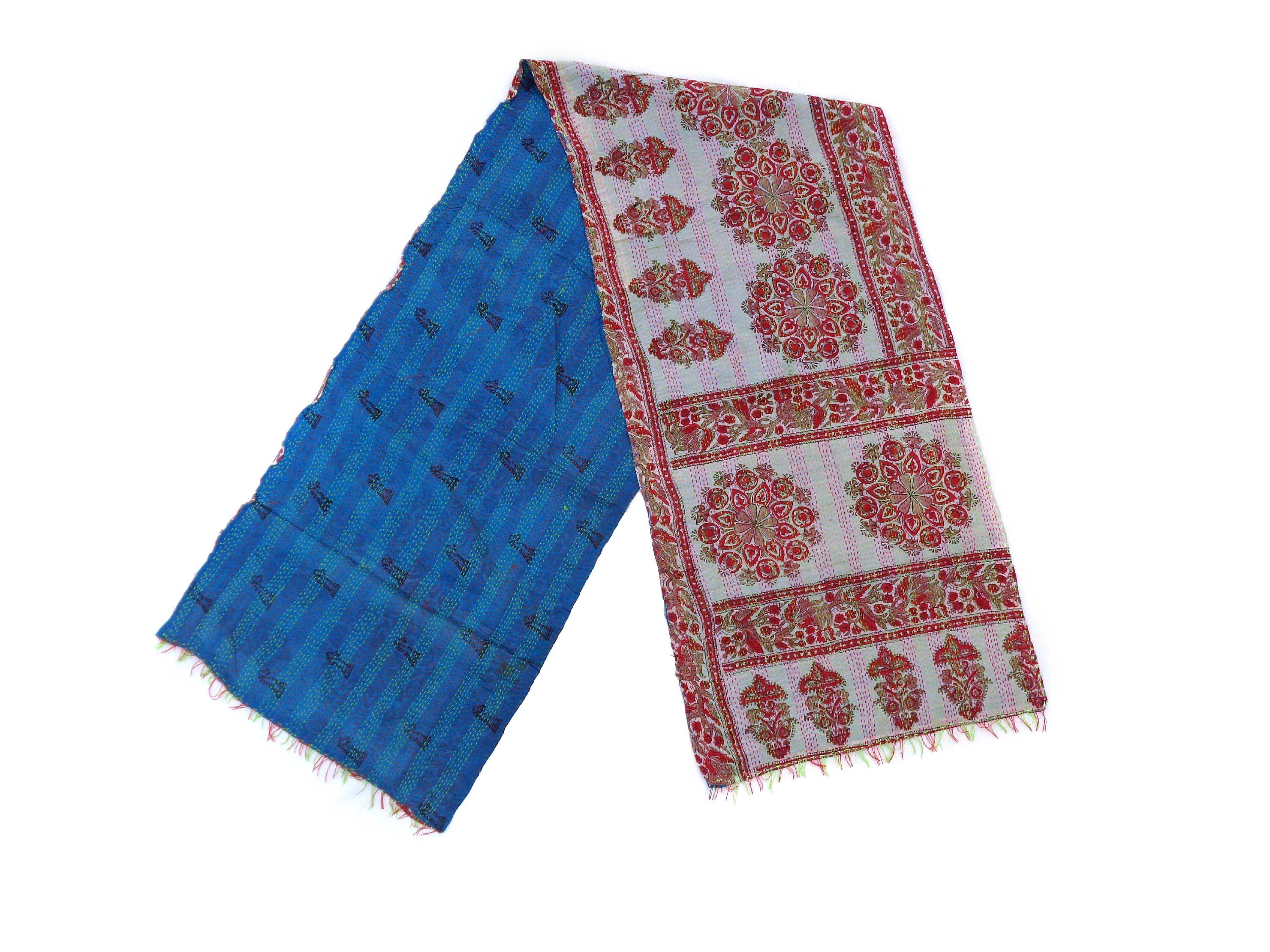 Silk Kantha Scarf Vintage Neck Wrap Stole Dupatta Hand Quilted Women Bandanas  KS83