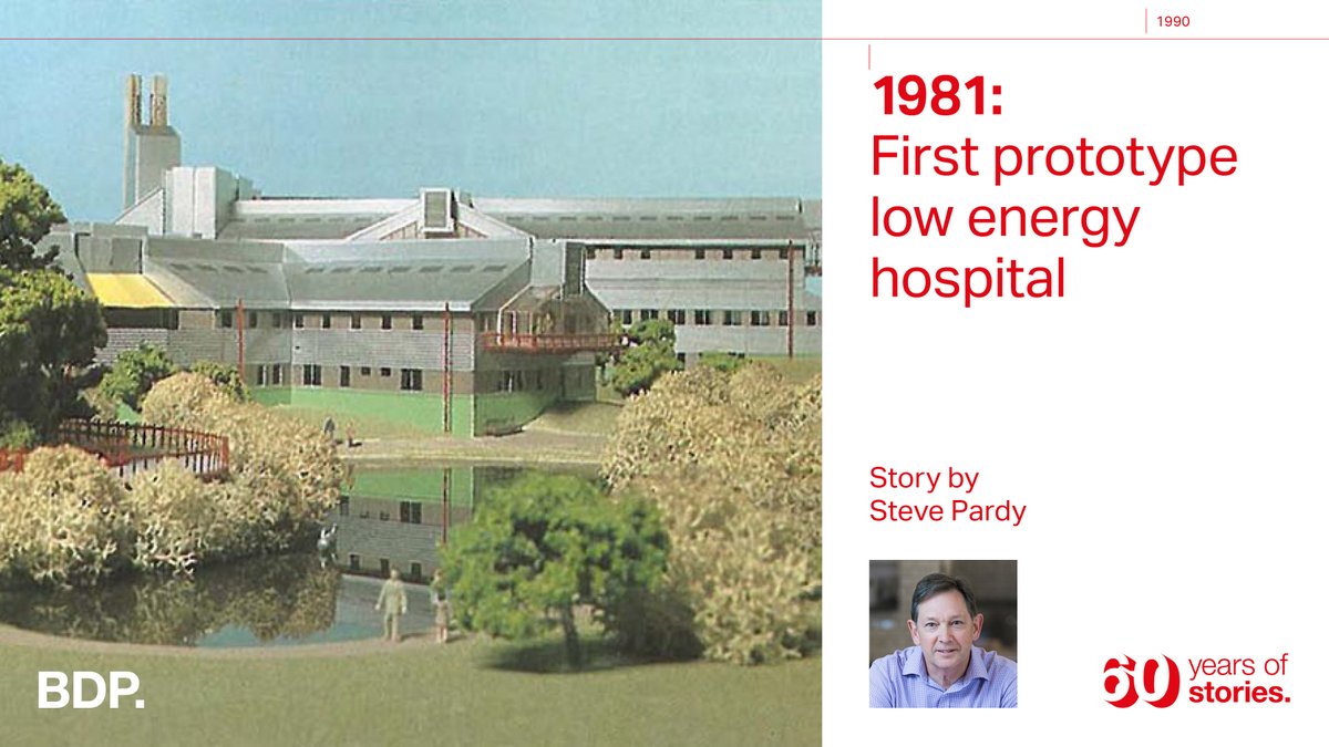 bdp_com's tweet photo. We were commissioned for the building services engineering design of St Mary’s Hospital on the Isle of Wight in 1981, making it the first prototype low energy hospital. In our latest #60yearsofstories Steve Pardy explains what made it special https://t.co/xKJtOTPkyJ https://t.co/MzhESFPqDu