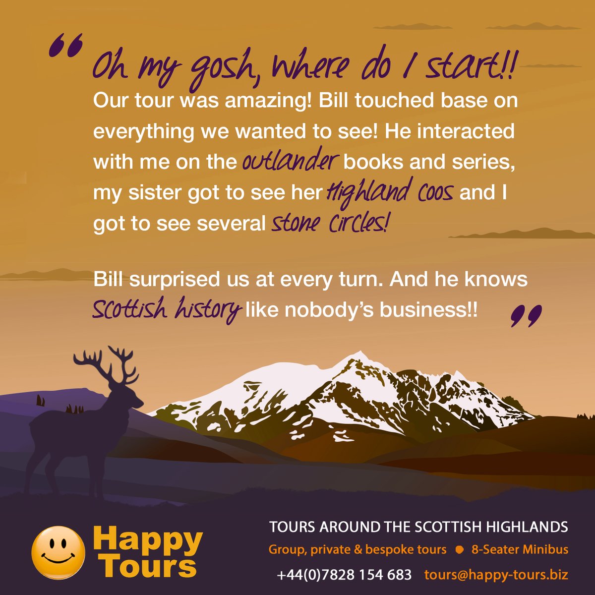 themaninthekilt's tweet photo. We received a lovely review on Google from Jenny, who wanted to let everyone know how much she and her sister enjoyed their tour with our knowledgeable tour guide, Bill. Thank you Jenny, we're always 'happy' to oblige! Haste ye back! 🙂 https://t.co/jqsT66j4k2
#HappyTourScot https://t.co/WtUULOROhT