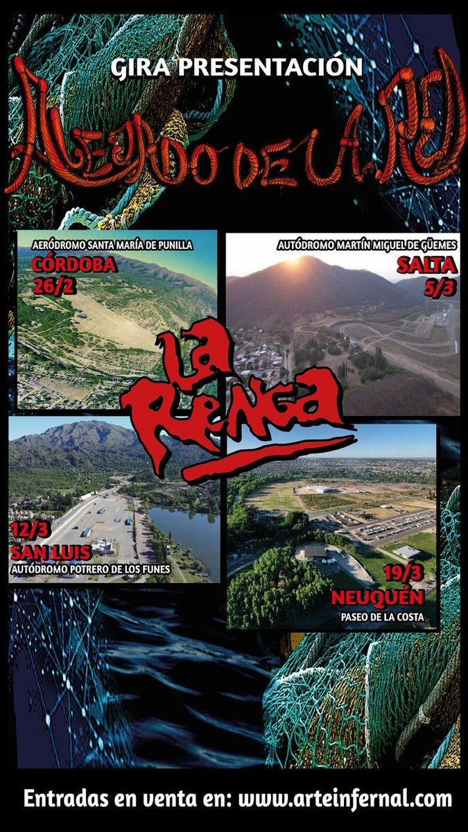 PreludioPosadas's tweet photo. 🤘¡Vuelve el banquete!🤘
@larenga publicó en su twitter oficial las fechas y lugares de su gira #AlejadodelaRed, abriendo las ventas para las entradas, y cerrando con la frase: "La Renga de pie otra vez, sin tocar el suelo".
¡Traigan las puertas que manijas sobraaaan! https://t.co/a0J5gntBT9