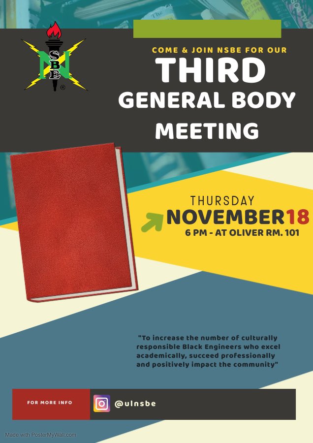 NSBE would be having its third general body meeting this Thursday! Come join us to know more about the activities we would be having!!