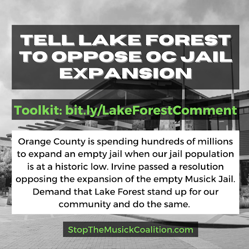 OCBailFund's tweet photo. 🛑 Say no to OC Jail Expansion! 🛑 Here's everything you need to Irvine City Council that you oppose the expansion of the James A. Musick Jail: https://t.co/dg58MRPn18 #stopthemusick #CareNotCages @MusickStop @lakeforestca @donwagnerca https://t.co/pTmiCyuK7a