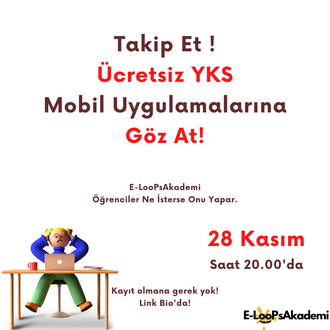 Hem rakiplerini tanı, hem eksiklerini gör🧡💩

Geleneksel E-LooPsAkademi hızlı mini testlerine katılmak için mobil uygulamalarımızdan birini indir, bu zorlu mücadeleye başla 🎉
🎯 Sonuçlar adınızın ve soyadınızın ilk iki harfi ile açıklanacak 

#yks2022 #yks2021 #yks #tyt #ayt