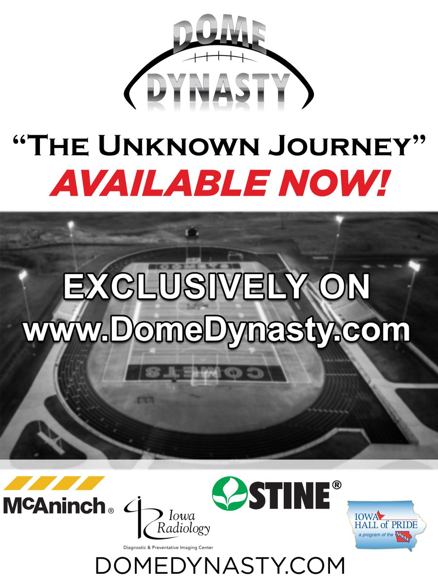 DomeDynasty's tweet photo. Monday got you down? We've got a cure for that! Check out our documentary on the 2020 High School Football season. "The Unknown Journey" is available now at https://t.co/fqQacPkl34  @StineSeed @iowahallofpride @Iowa_Radiology https://t.co/sABOt6bc9N https://t.co/dZzMFQsOhp
