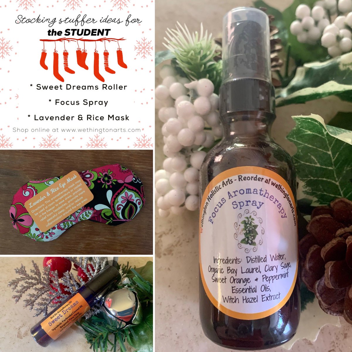 WethingtonArts's tweet photo. Stocking Stuffer Ideas-the TEACHER &amp; the STUDENT- our spectrum of wellness products make gift giving easy..from promoting a restful sleep to uplifting and clearing a busy mind!
Online shopping available 24/7 at https://t.co/OhWV6XkrYD  #stockingstufferideas #holidaygiftguide2021 https://t.co/VzROUlpZQX