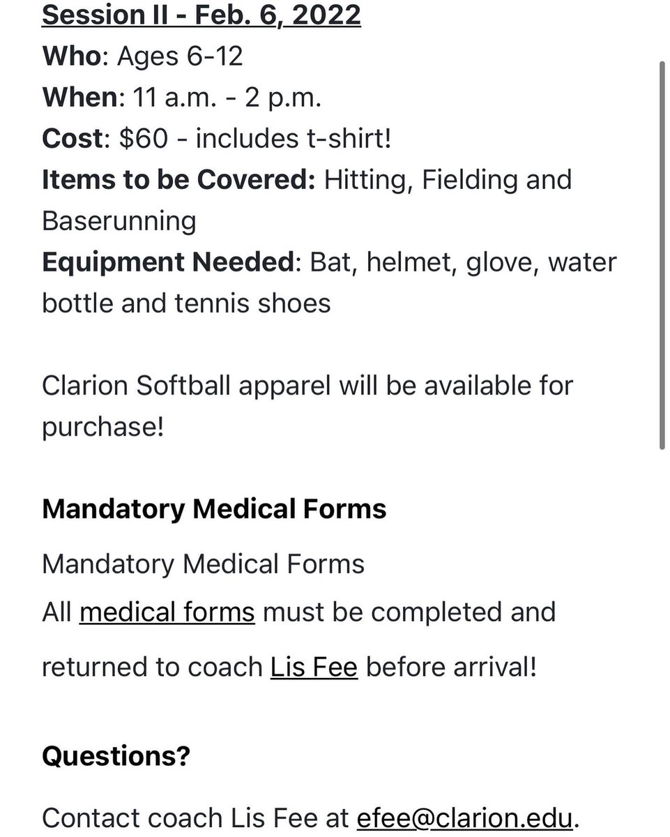 Winter camps are open! 🥎🦅 sign up today! 

clariongoldeneagles.com/registrations/…