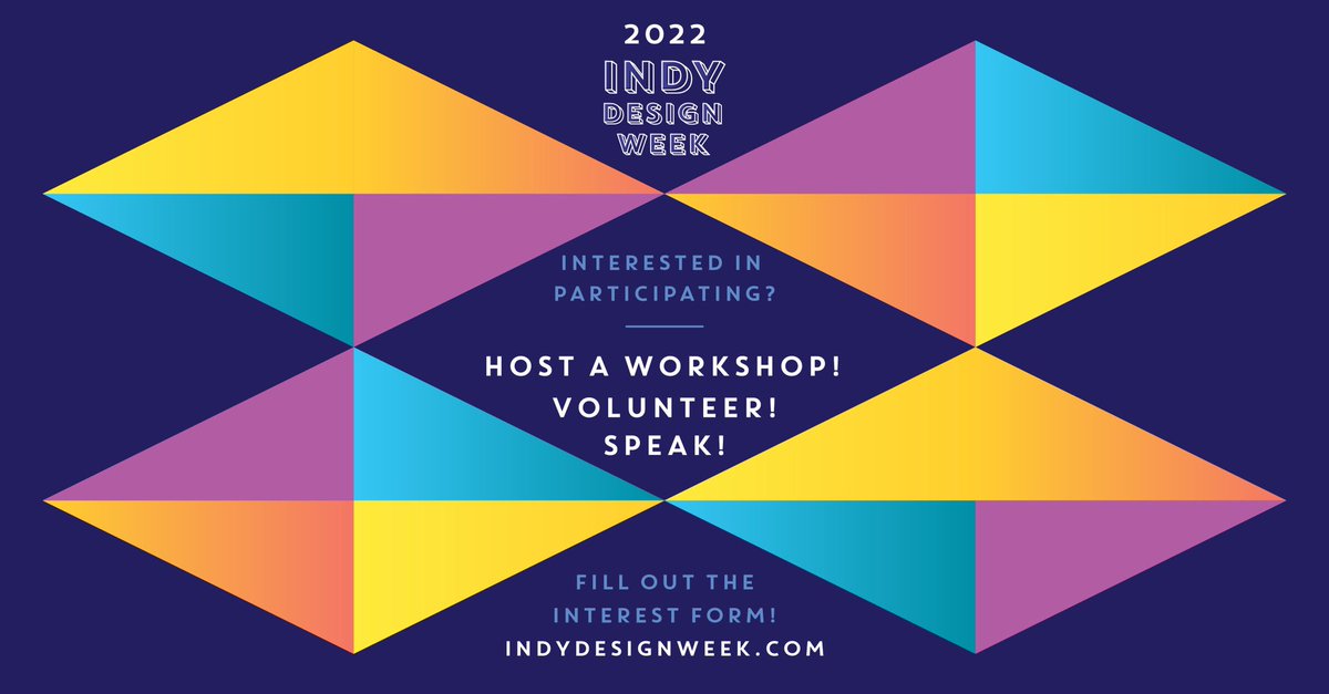 IndyDesignWeek's tweet image. If you’re looking for a sign… this is it! Want to get involved in #indydesignweek? Host a workshop, be a speaker, or volunteer on our team!

Head to indydesignweek.com TODAY and submit an interest form to learn more.

#design #speaker #facilitator #volunteer #signup