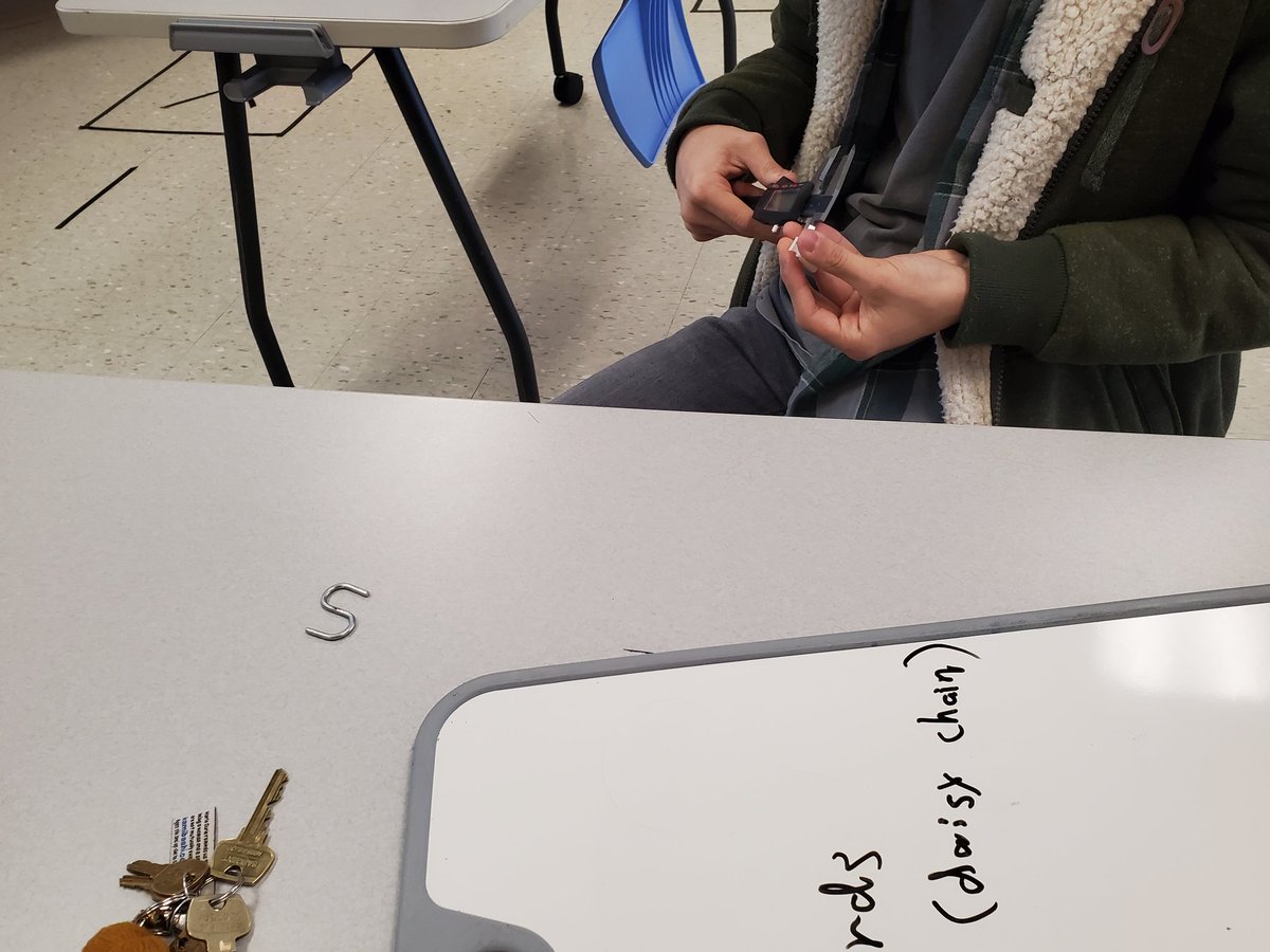 DrKoz_physics's tweet photo. How It's made is working with the environmental class to 3D print them more clips and S hooks to hang their grow lamps. Used the caliper to take measurements and sketch the design. #brewsterscience https://t.co/a8TsoZHtBH