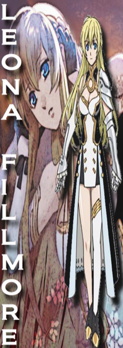 Name: Leona Fillmore
Birthdate: July 16th 1994
From: Otherland
Age: 23 (2017), 27 (Present)
Sex: Female
Race: Half Celestial
Alignment: Good
Hair: Blonde
Eyes: Blue
Ethnicity: White
Weapon: Destinia (Greatsword)
Favorite Animal: Horse