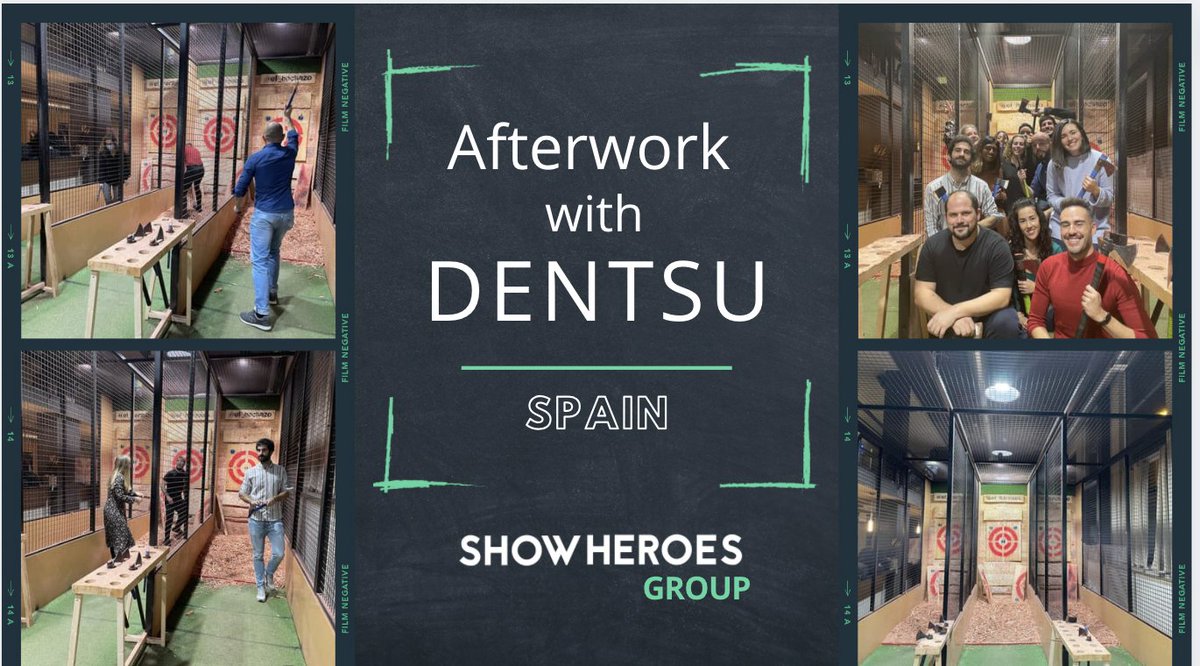 showheroesgroup's tweet photo. We’re hitting the target at @dentsu españa 🎯 We had a thrilling #afterwork activity with our Spanish agencies at the Dentsu hall. 🔨 So much fun! Thanks to all who came out! #networking https://t.co/jh7P1jroHI