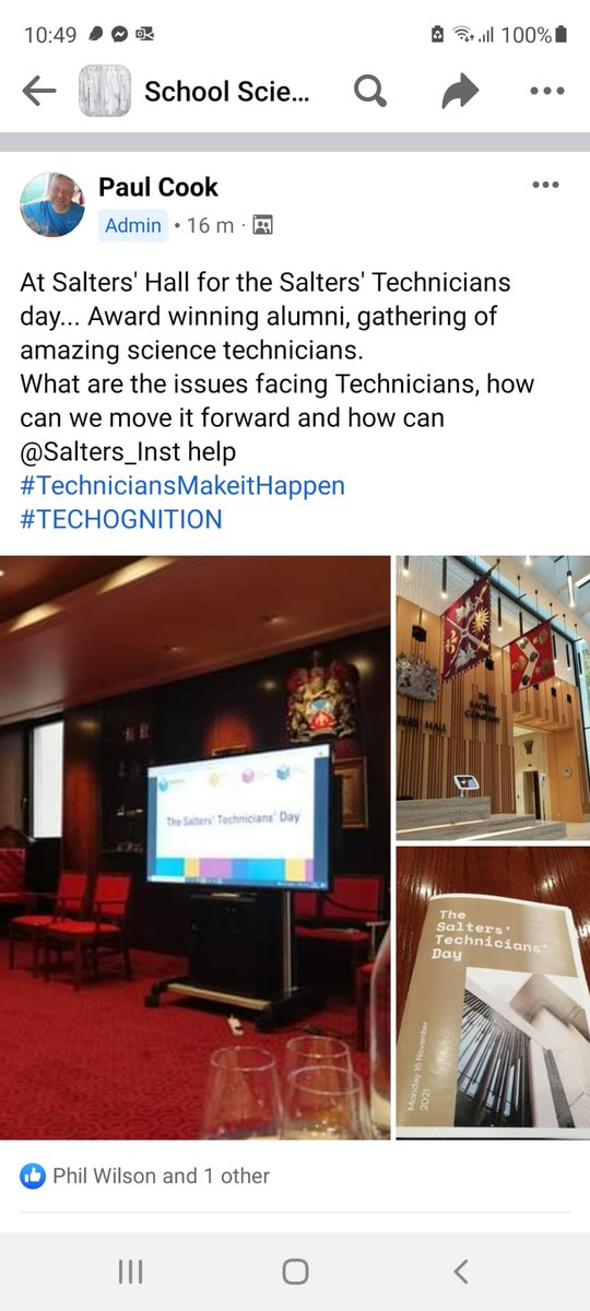 <a href="/technicians_mih/">Technicians: We Make The Difference</a> Great see Steve Jones &amp; Jane Major (<a href="/Jane46008343/">Jane Major</a>) from <a href="/CLEAPSS/">CLEAPSS 🏁</a> as well as an excellent talk from <a href="/holman_john/">John Holman</a> all shining a light on science technicians &amp; helping to raise our profile.
@Salters_Inst
<a href="/SaltersCompany/">The Salters' Company</a>