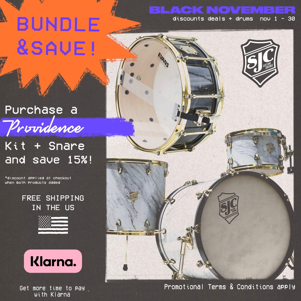 SJCdrums's tweet photo. Wow November is half over 😱🥴 but there's still time to
save 15% on any Providence or Tour Series Kit + Snare combo!! Mix & match your favorite colors to assemble your ultimate performance rig! https://t.co/05lm784gOB
Shop now. Pay over time with @klarna.usa https://t.co/hockE9niIw