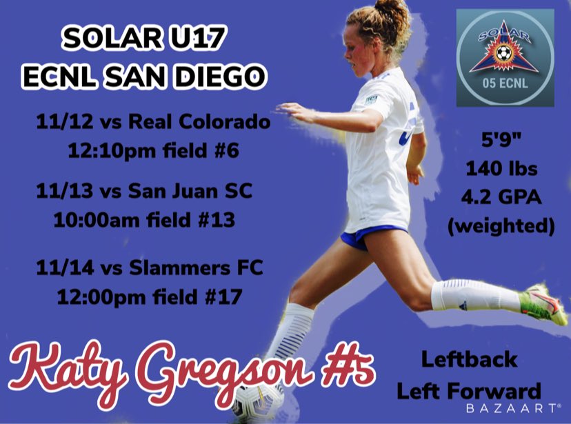 SusanGregson4's tweet image. Great weekend for @GregsonKaty and her @Solar05E team at #ECNLSD  which ended with a sweet 2-1 win vs the current Natl Champs!
#leftback #leftforward @ECNLgirls @TopDrawerSoccer @ImCollegeSoccer