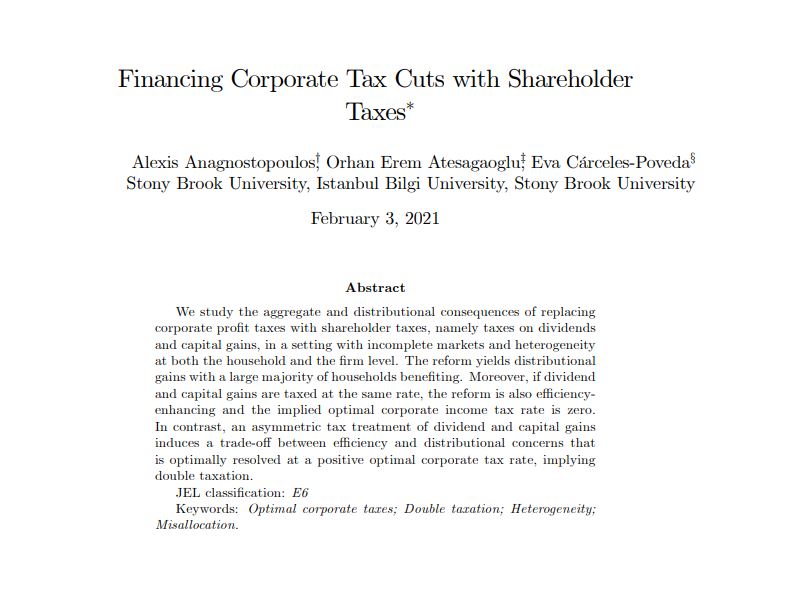 Should corporate taxes be replaced by dividend and/or capital gains taxes? The answer is yes but the devil is in the details. We qualify the answer, quantify the effects and show that such a shift could reduce misallocation, increase redistribution and gain political support