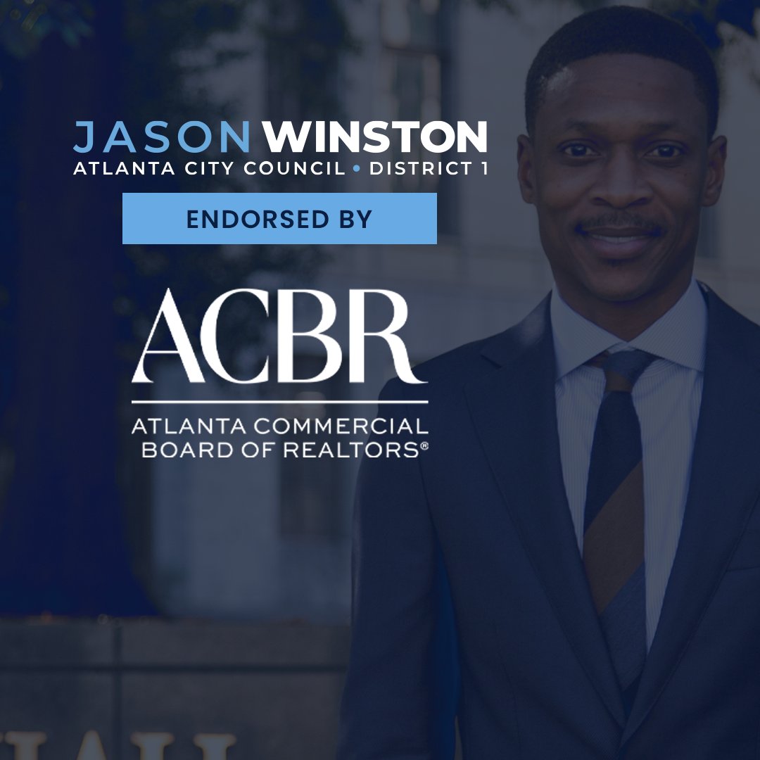 JasonHWinston's tweet photo. I am honored to receive an official endorsement from the Atlanta Commercial Board of REALTORS ®!

I appreciate this organization for continuing to promote smart development, which adds value to our community. 

Thank you for your support!

#WinWithWinston https://t.co/p1t6b8IaQf
