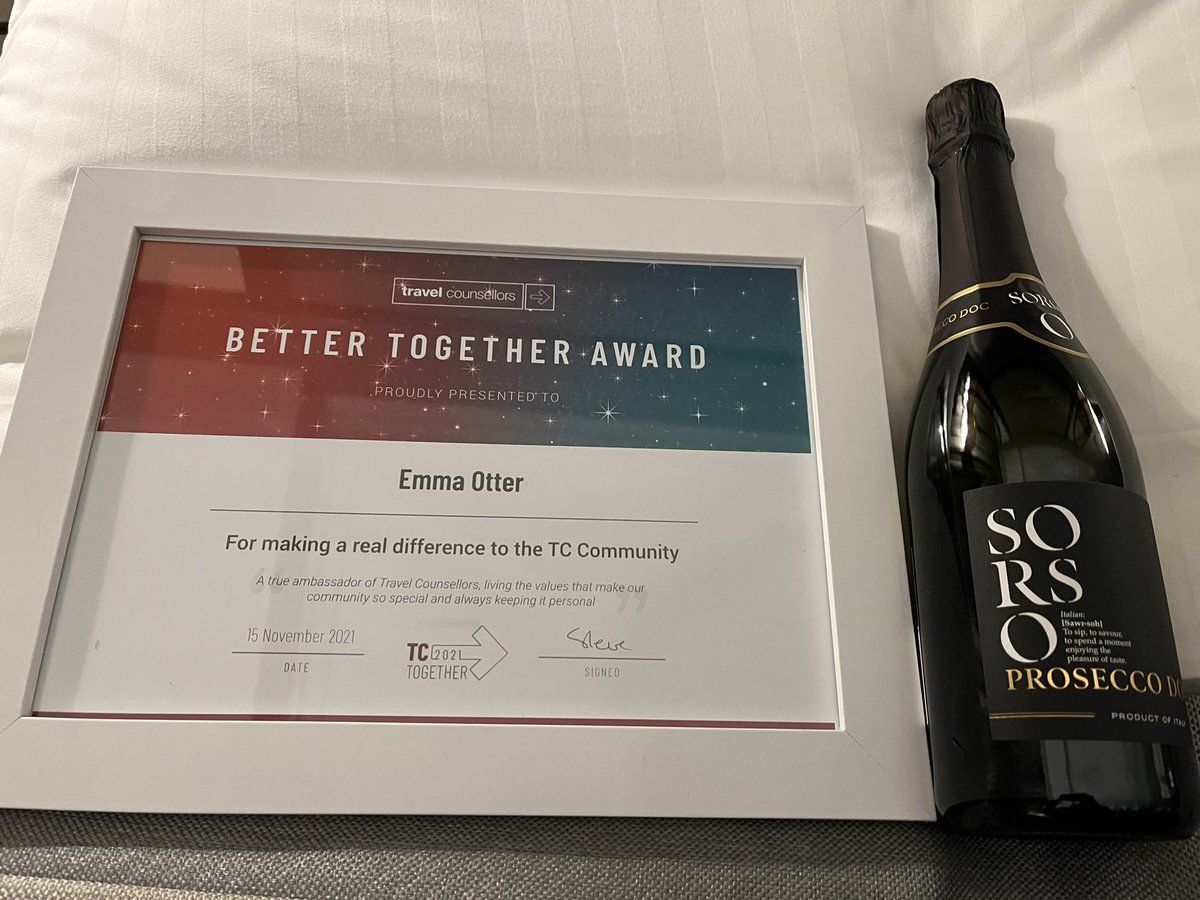 EmmaOtterTravel's tweet photo. An incredible and uplifting day with my TC colleagues and suppliers as we attend our #tctogether event at Manchester. Also delighted to pick up a little award for helping colleagues. I love my job #wearetravelcounsellors #tctogether #withusitspersonal https://t.co/80slo1sy5c
