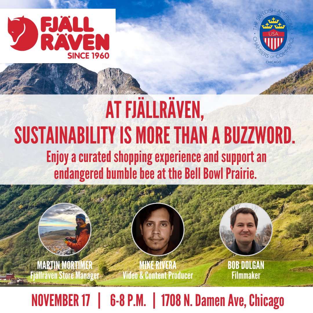 SACCChicago's tweet photo. Join us for an evening at the Fjällräven store to enjoy a curated shopping experience (25% discount) and support an endangered bumble bee. The event will take place 6:00-8:00 p.m. 
Register here: https://t.co/WcpbffZg5o https://t.co/AnMrFWkn2h