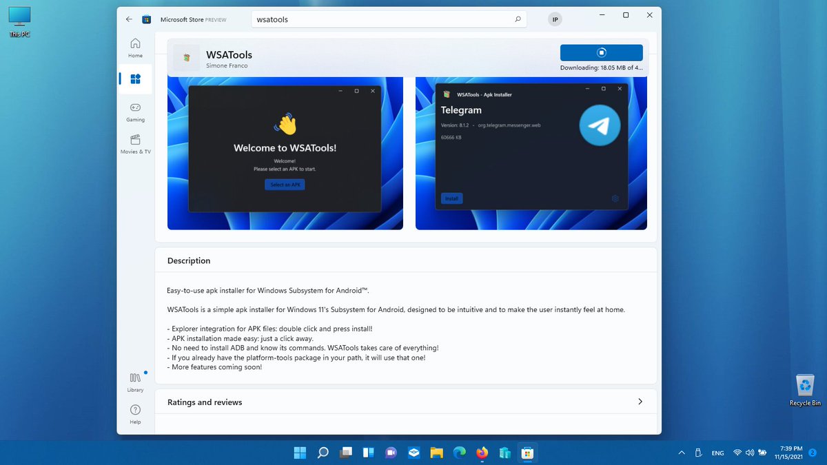 WZorNET's tweet photo. 🤘👨‍💻«I’ll be back», #WSATools is a simple apk installer for Windows 11's Subsystem for #Android (#WSA), designed to be intuitive and to make the user instantly feel at home https://t.co/AvbERP5KYG
✔️No need to install ADB and know its commands. #WSATools takes care of everything! https://t.co/KOPCIAfizS