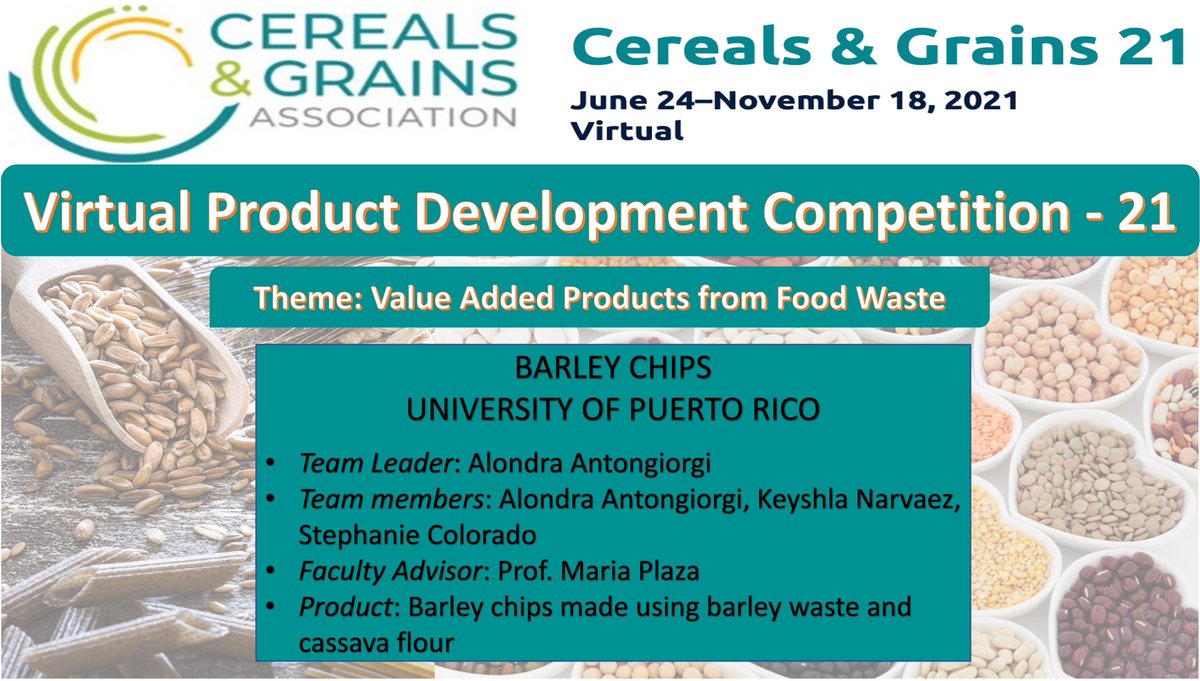 CerealsGrainsSA's tweet photo. Hello everyone!
Introducing you "BARLEY CHIPS" by University of Puerto Rico for the Product Development Competition-21. https://t.co/o43sHSa8iK