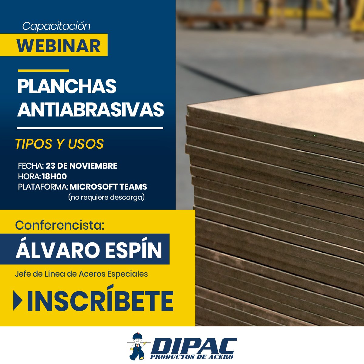 dipacmantasa's tweet photo. Plancha de acero de gran resistencia al desgaste por abrasión, dureza 400HB y en 500HB.

¿Te gustaría conocer más sobre este tema?
Sé parte de nuestro #webinar y conoce a detalle sobre los tipos y usos de nuestro producto.

Inscríbete en el siguiente link:
https://t.co/iYaIL4YTol https://t.co/stRH5K4I6H