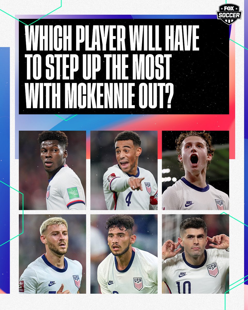 FOXSoccer's tweet image. With Weston McKennie&apos;s yellow cards suspension,  who will have to step up the most for the USMNT vs Jamaica? 👀🇺🇸