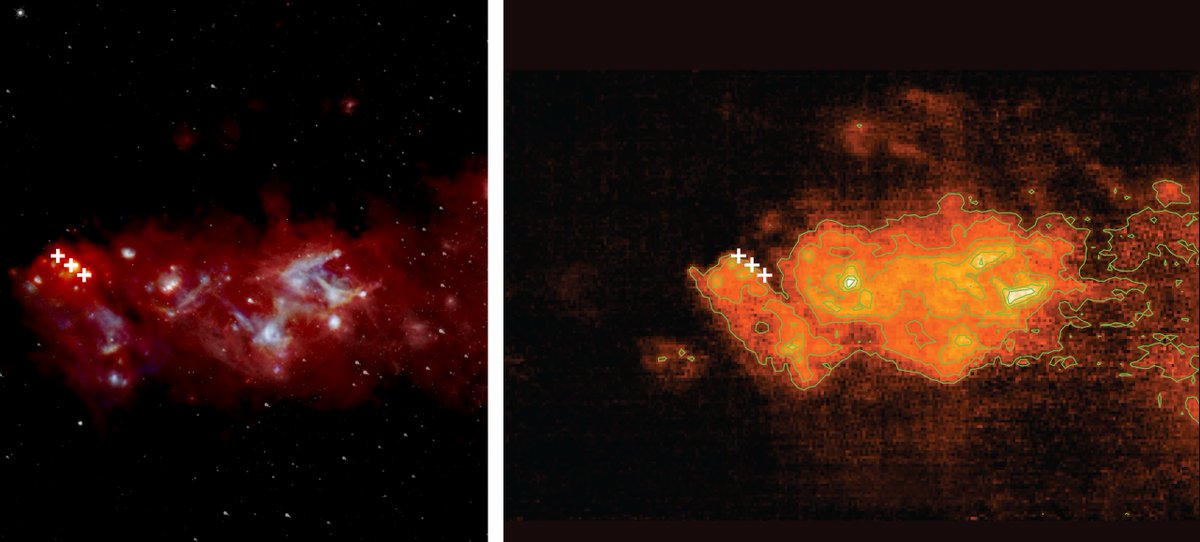 SOFIAtelescope's tweet photo. The center of the Milky Way is relatively nearby to us, lending a good perspective for understanding gas clouds, stars, and more, both close to home and beyond. SOFIA looked at star formation in Sagittarius B, near the Galactic Center. More: https://t.co/yE67T9lQJG https://t.co/GnhlQcA76d
